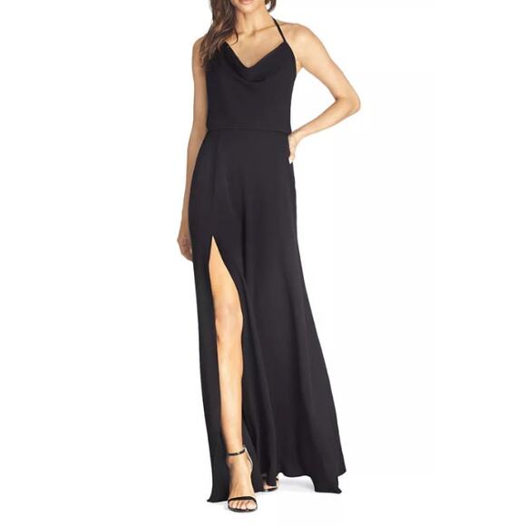 Dress the Population Dresses & Skirts - Dress the Population Cheyenne Cowl Halter Neck Gown Maxi Dress Black Size S NEW